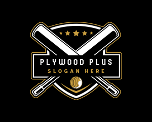 Cricket Bat Ball Emblem logo design