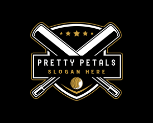 Cricket Bat Ball Emblem logo design