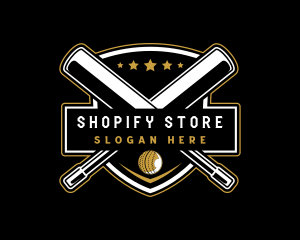 Cricket Bat Ball Emblem logo design