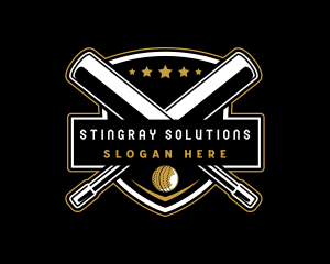 Cricket Bat Ball Emblem logo design