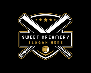 Cricket Bat Ball Emblem logo design