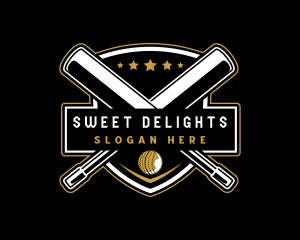 Cricket Bat Ball Emblem logo design