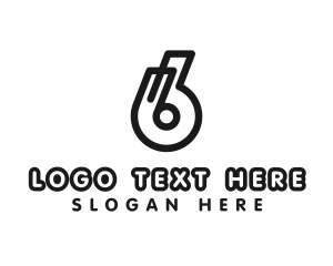 Hacker - Computer Number 6 Outline logo design