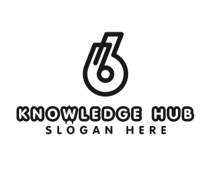 Number 6 - Computer Number 6 Outline logo design