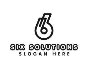 Six - Computer Number 6 Outline logo design
