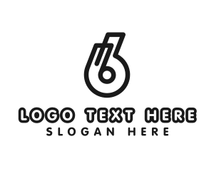 High Tech - Computer Number 6 Outline logo design