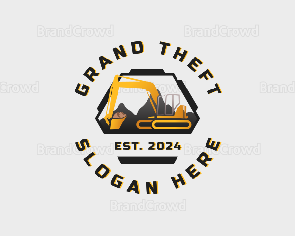 Backhoe Digging Excavator Logo