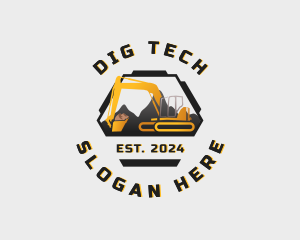 Backhoe Digging Excavator logo design
