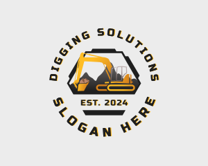 Backhoe Digging Excavator logo design