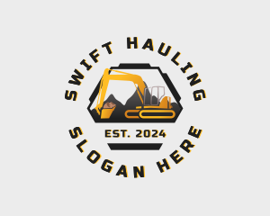 Hauling - Backhoe Digging Excavator logo design