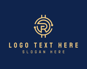 Coin - Digital Crypto Letter R logo design