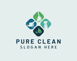 Sanitation Cleaning Janitorial logo design