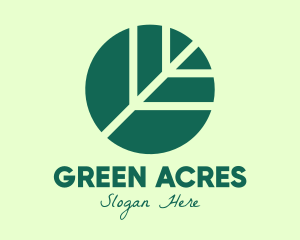 Round Green Environmental Leaf logo design