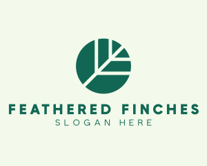 Round Green Environmental Leaf logo design