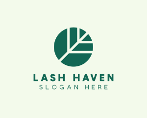 Round Green Environmental Leaf logo design