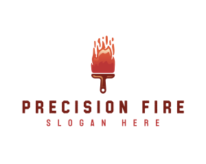 Fire Paintbrush Paint logo design