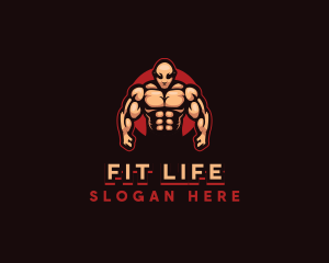 Bodybuilder Muscle Fitness logo design