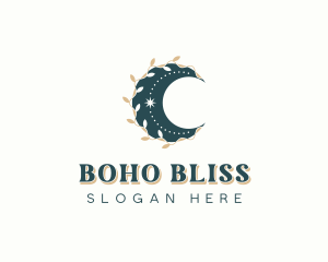 Organic Floral Moon logo design