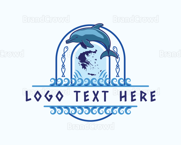 Ocean Greece Dolphin Logo