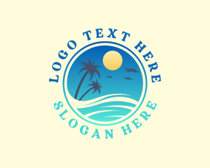 Wave - Island Getaway Palm Tree logo design