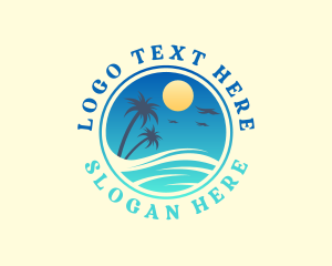 Ocean - Island Getaway Palm Tree logo design