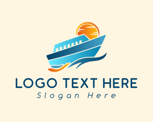 Ferry - Sun Sea Sailboat logo design