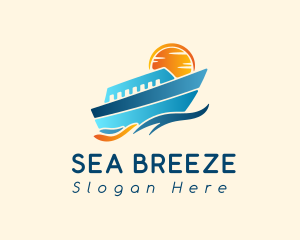 Sun Sea Sailboat logo design