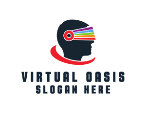 Prismatic VR Goggle Head logo design