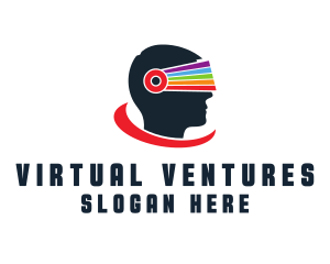 Prismatic VR Goggle Head logo design