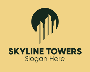 Towers - Skyscraper Building Pin logo design