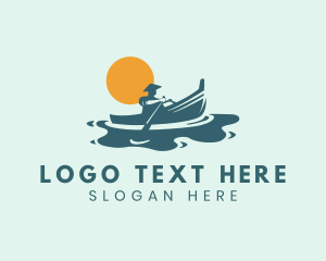 Voyager - Fisherman Boat Moon River logo design