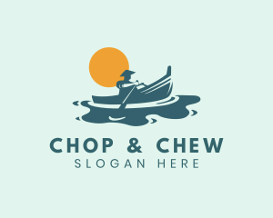 Boating - Fisherman Boat Moon River logo design