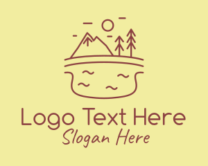 Outdoor - Mountain Lake Line Art logo design