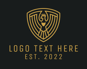 Phoenix - Golden Phoenix Shield logo design