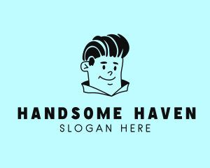 Handsome - Guy Hairstyling Character logo design