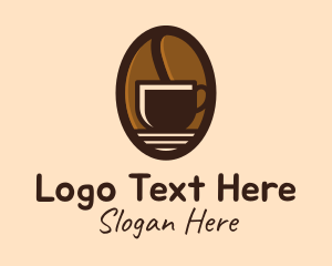 White And Brown - Coffee Bean Cup logo design