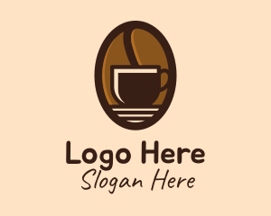 Hot Coffee - Coffee Bean Cup logo design