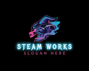Steam - Wizard Vape Smoke Gaming logo design