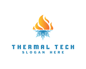 Thermal - Snowflake Flame Thermal logo design