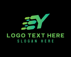 Network - Green Speed Motion Letter Y logo design