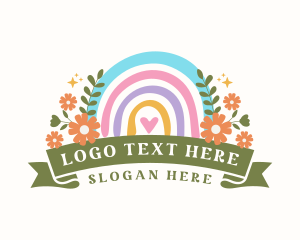 Emblem - Cute Floral Rainbow logo design