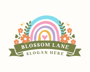 Flowers - Cute Floral Rainbow logo design