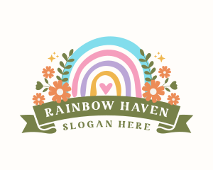 Cute Floral Rainbow logo design