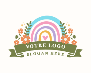 Playful - Cute Floral Rainbow logo design