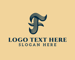Artist - Retro Elegant Script Letter F logo design