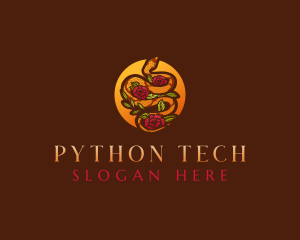 Rose Python Snake logo design