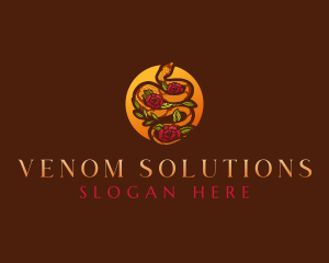 Rose Python Snake logo design