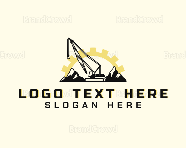 Mountain Construction Crane Logo