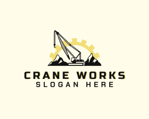 Crane - Mountain Construction Crane logo design