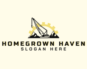 Crane - Mountain Construction Crane logo design